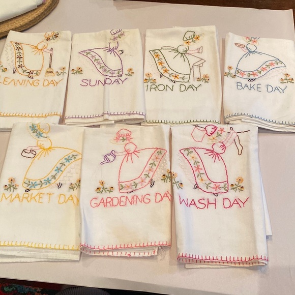 Vintage Other - Vintage tea towels days of the week bake iron cleaning market gardening …